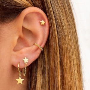 Women's Geometric Flower Shaped Diamond Earrings Set