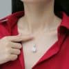 Inlaid Moissanite Plain Heart Pendant Clavicle Chain Necklace