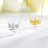 Pink Crystal Necklace Women's Sterling Silver Lotus