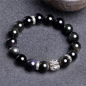 Silver 999 Natural Obsidian To Cloud Year Of Bracelet