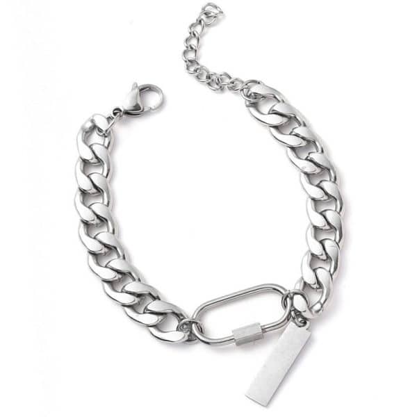 Climbing Button Carabiner Cuban Bracelet Titanium Steel Men's Domineering