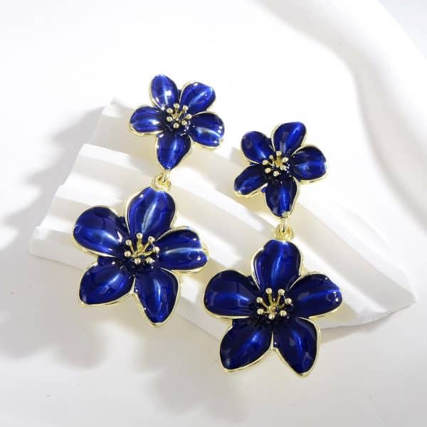 Drop Oil Camellia Earrings Hong Kong Style Retro
