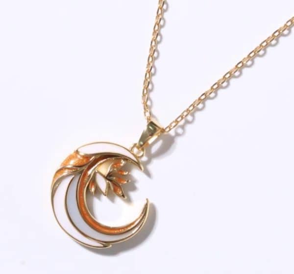 Handmade Enamel Crescent Necklace Original Clavicle