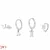 Geometric Horse Eye Flower Zircon Temperament Stacked Ear Accessories Set