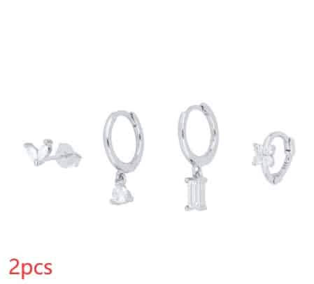 Geometric Horse Eye Flower Zircon Temperament Stacked Ear Accessories Set