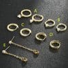 5 Pairs Gold And Silver Ring Earrings Set
