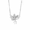 Pink Crystal Necklace Women's Sterling Silver Lotus