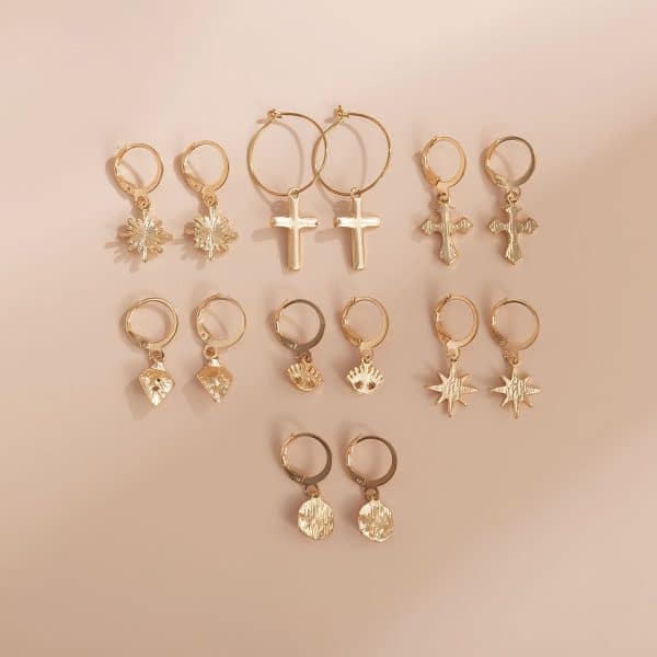 Multi-element Cross Eye Set Earrings Ins Pastoral Style