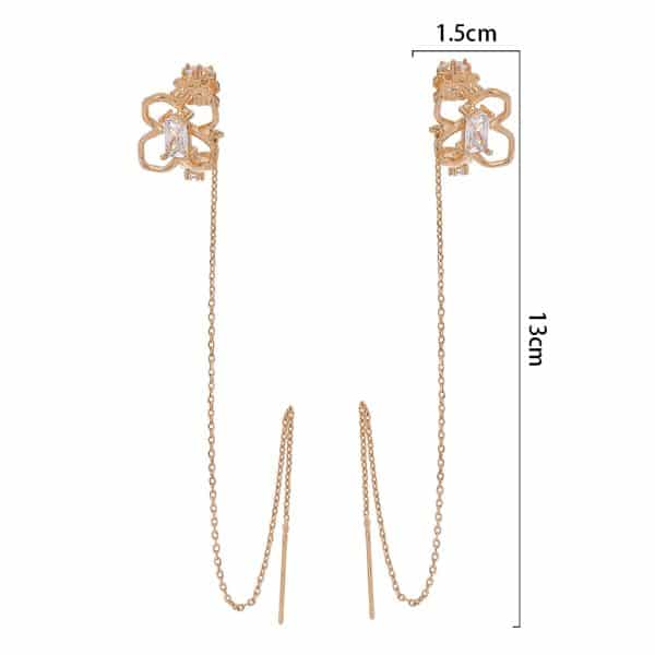 Cross Border Jewelry Wholesale Niche Design Earrings Female Fashion European And American Butterfly Copper Micro Set Zircon Long Tassel Ear Line