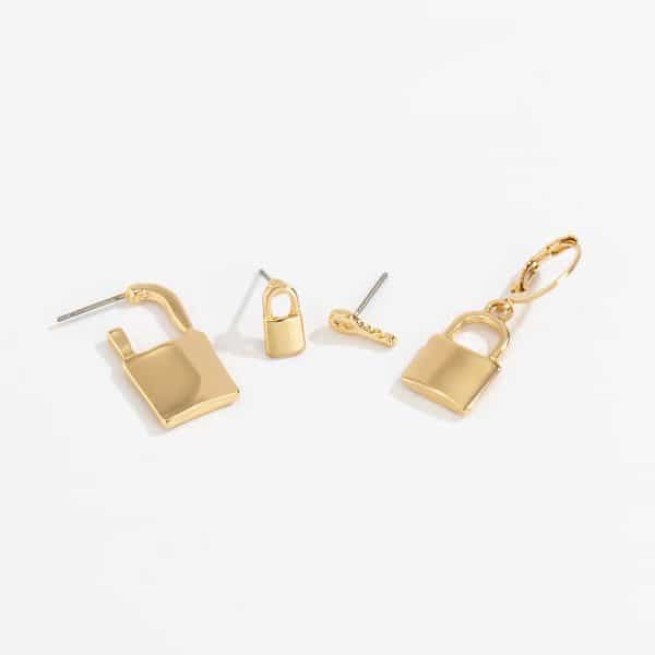 Hollow Key Lock Set Earrings Women's Personalized Small Business Pendant Earrings