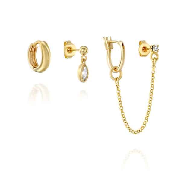 Tassel Chain Horse Eye Earrings 3-piece Set Combination