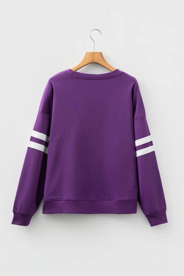 Fiery Red Varsity Striped Detail Drop Shoulder Oversized Sweatshirt