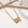 Female Retro Stainless Steel Devil Square Eye Necklace