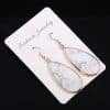 Natural Stone Semi-precious Stone Flat Drop-shaped Semi-precious Stone Eardrops 22x45mm