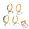 Women's Sterling Silver Stacked Earrings Set