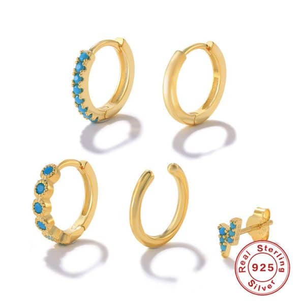 Women's Sterling Silver Stacked Earrings Set
