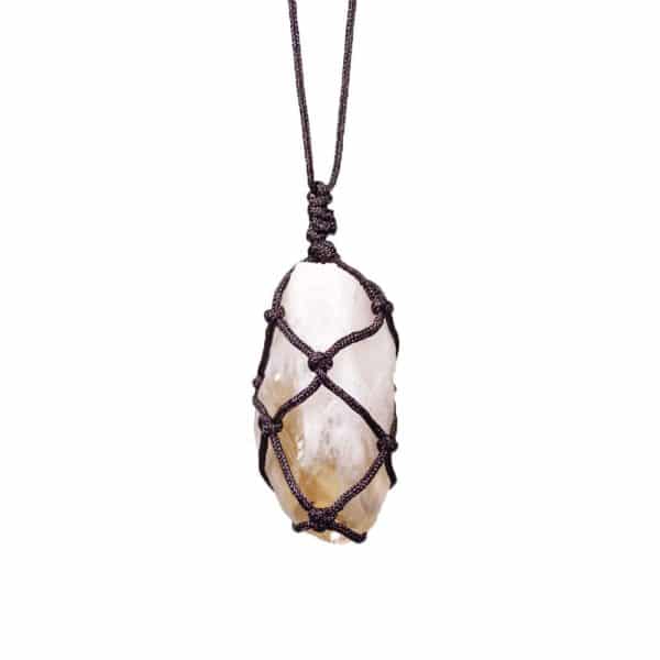 Original Stone Crystal Teeth Hand Woven Net Pendant Jewelry Necklace