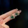 Emerald Drop Earrings S925 Silver Needle Pearl