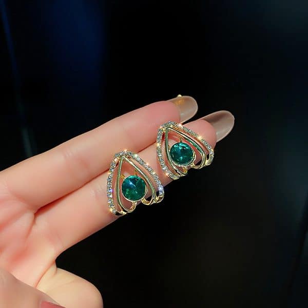 Emerald Drop Earrings S925 Silver Needle Pearl