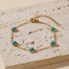 Simple All-match Titanium Steel Turquoise Collarbone Necklace Set