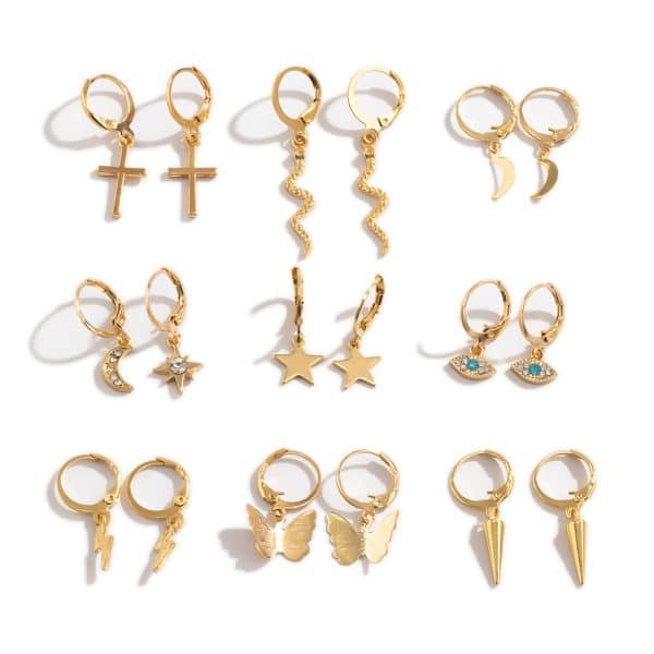 European And American Cross-border Simple Cross Butterfly Set Earrings