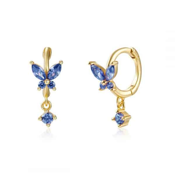 S925 Silver Needle Set Zircon Butterfly Earrings