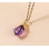 Amethyst Rough Stone Gold Plated Pendant Necklace Simple Style Ladies Jewelry Clavicle Chain