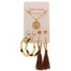 Pearl Headdress Necklace Love Tassel Earrings Set Creative Retro Simple