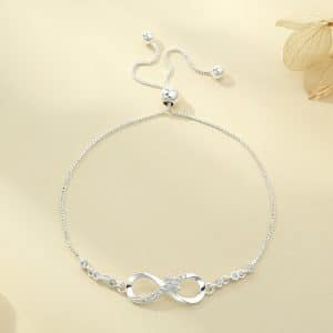 Diamond Studded Pull-out Bracelet With Infinite 8-shaped Design