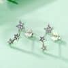 Five Point Star Set Zircon Earrings