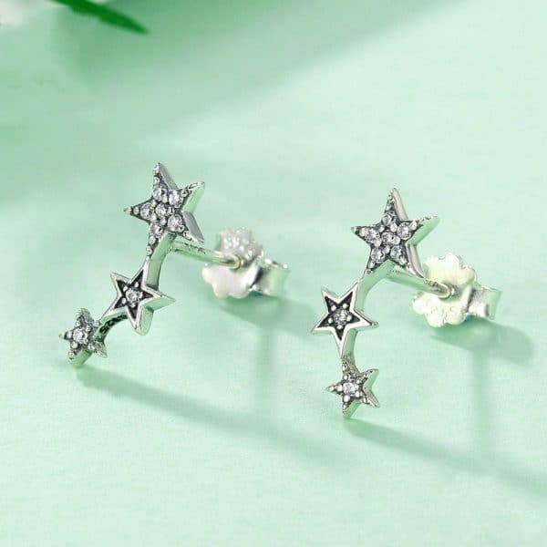 Five Point Star Set Zircon Earrings