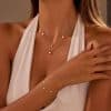 Double-layer Six-pointed Star Rhinestone Pearl Stainless Steel Necklace 18K Gold Plating Ins Design Sense