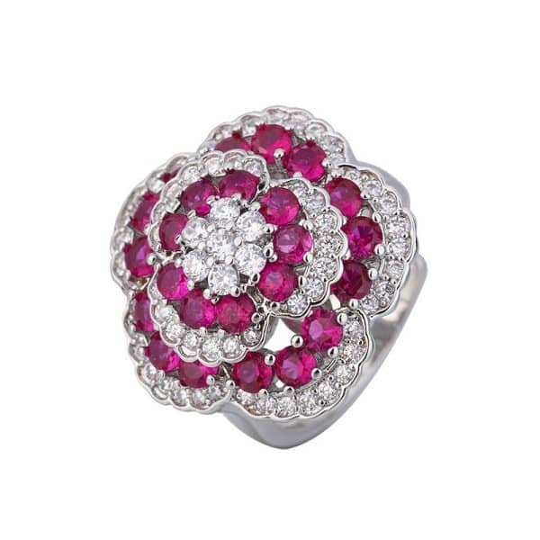 Copper Sole Gold-plated Simulation Red Corundum Rose Temperament Entry Lux Suit