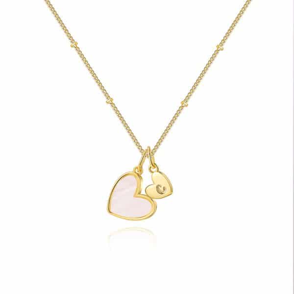 18K Real Gold Plating Letter In White Fritillary Advanced Cold Style Female Clavicle Chain
