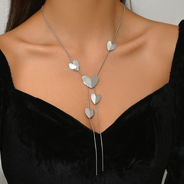 Geometric Heart Shape Multi-layer Design Pendant Clavicle Chain All-match