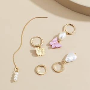 French Retro Fashion Small Butterfly Set Earrings