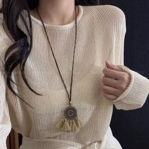 Retro Ethnic Style Tassel Long Pendant Necklace