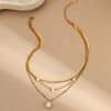 Water Drop Imitation Pearl Tassel Pendant Multi-layer Necklace For Women