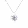 Silver Necklace Moissanite Geometric Pendant Fashion
