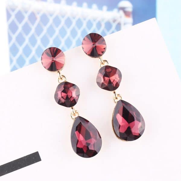 Women's Drop Shape Glass Gemstone Earrings
