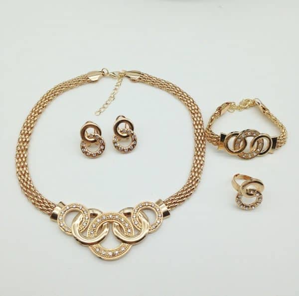 Diamond-encrusted Section Chain Jewelry Set Four-piece Set