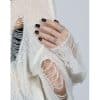 All-match Hammered Texture S925 Openning Silver Ring Female