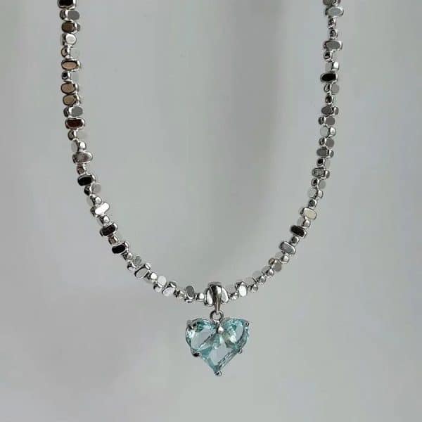Super Copper Inlaid Zircon Love Pendant Necklace Summer Irregular