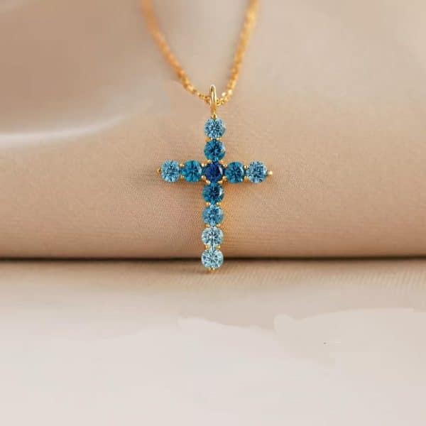Hot Sale S925 Sterling Silver Necklace Women's High-grade Blue Zircon
