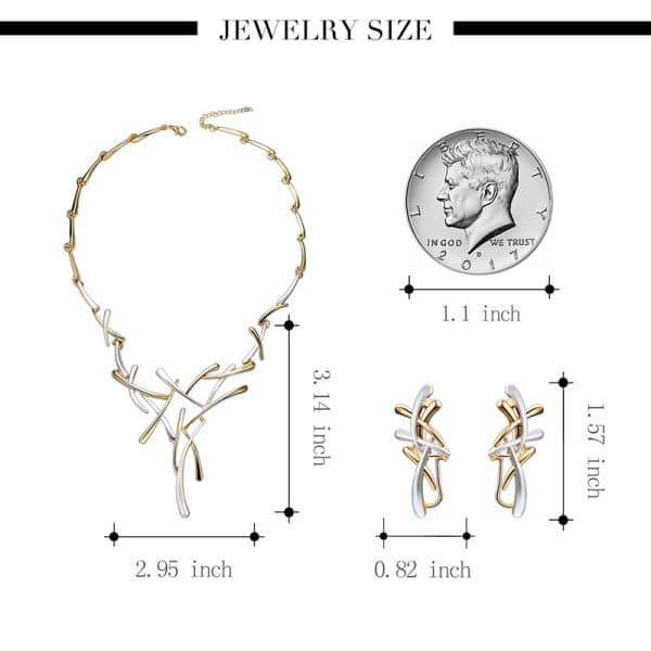 Creative Exaggerated Jewelry Two-color Cross Necklace Earrings Two-piece Set