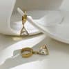 Women's Gold Triangle Zircon Drop Hoop Earrings