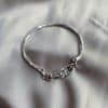 925 Sterling Silver Vintage Distressed Lock Knot Hook Thick Bracelet
