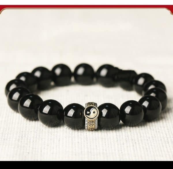 Black Stone Single Ring Bracelet For Men And Women