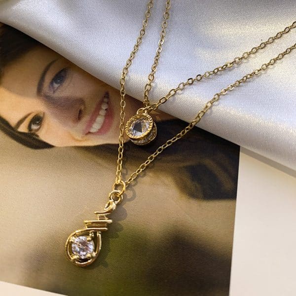 Zircon Necklace And Earrings Environmental Protection Color Jewelry Set