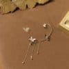 Silver Needle Micro-Set Asymmetric Butterfly Ear Cuff
